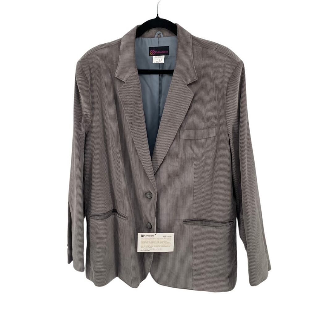 Vintage NWT Men's 3-Button Gray Corduroy Blazer- Size 44  (Large)